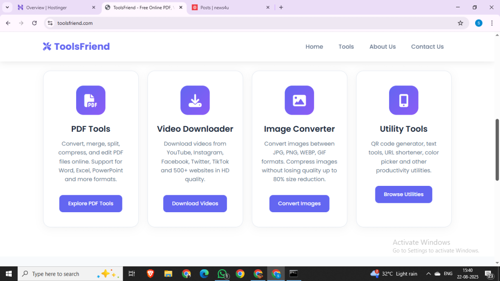 🚀 ToolsFriend: अब ऑनलाइन PDF, वीडियो और इमेज से जुड़े सभी काम होंगे आसान